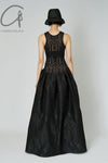 mame kurogouchi knitted traditional pattern and jacquard dress MM22SS DR029 black